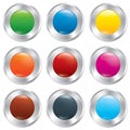 Metallic buttons template set. Realistic icons. Royalty Free Stock Photo