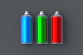 Metallic cans of spray paint. Hairspray or lacquer. Disinfectant sprayer. Renovation equipment. Gas in aerosol container