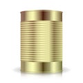 Metallic Cans Vector. Food Tincan Ribbed Metal Tin Can, Canned Food. Blank For Your Design. Realistic Empty Product Packing Templa Royalty Free Stock Photo