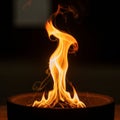 Metallic or ceramic, adding contrast to the lively fire. The image Royalty Free Stock Photo