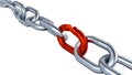 Metallic Chain with One Red Link Royalty Free Stock Photo