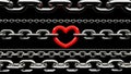 Metallic Chains Locked with a red heart