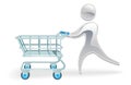 Metallic character shopping cart trolly concept Royalty Free Stock Photo