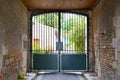 Metallic classic green steel vintage metal arch stone house gate access property