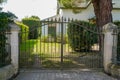 Metallic classic old black steel vintage metal house retro gate access property