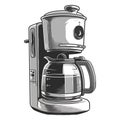 Metallic coffee maker with handle and mug