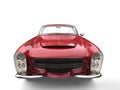 Metallic crimson red old school muscle car - front view closeup shot Royalty Free Stock Photo