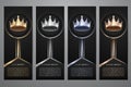 Metallic crown in black banner,