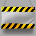 Metallic crumpled yellow and black striped signboard