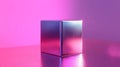 Metallic Cube on Pink and Purple Reflective Surface Royalty Free Stock Photo