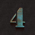 Metallic 3d numbers, dark background, four, 3d illustration