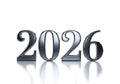 Metallic 3d numbers representing the year 2026 on a reflective surface Royalty Free Stock Photo