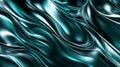 Metallic 3D waves in a futuristic silver and teal gradient, flowing across a dark backdrop with Royalty Free Stock Photo