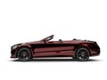 Metallic dark red modern luxury convertible car - side view