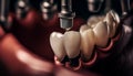 Metallic dental equipment for fresh, shiny teeth and prosthetic care generated by AI