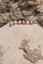Metallic Easter Eggs on a cliff