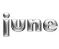 Metallic embossed alphabet, monthly calendar, june, 3d illustration