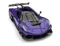 Metallic exotic purple sports race super car - top down front view