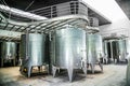 Metallic fermentation tanks in winery Vina Undurraga in Talagante Chile Royalty Free Stock Photo