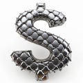 Metallic Fish Scale Dollar Sign on White Background.