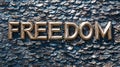 Metallic Fish Scale Freedom concept creative horizontal art poster.