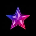 Five- Pointed Star with Gradient Pink and Blue Lighting on a Black Background five-pointed star Royalty Free Stock Photo
