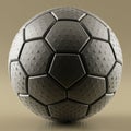 A metallic, futuristic soccer ball with a hexagonal and pentagonal panel design. Each Royalty Free Stock Photo