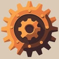 metallic gear orange color isolated Royalty Free Stock Photo