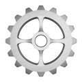 Metallic gear on white background. Isolated 3d illustration