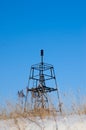 Geodesic sign on a background of a blue sky in winter. vertical Royalty Free Stock Photo