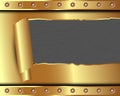 Metallic gold background with a broken metal