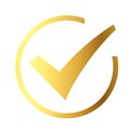 Gold Checkmark Icon with Circular Frame â Approval, Success, and Verification Symbol