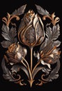 Metallic gold and copper tulip