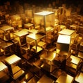 The metallic gold cubes shine brilliantly Royalty Free Stock Photo