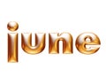 Metallic gold embossed alphabet, monthly calendar, june, 3d illustration