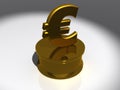 Metallic gold Euro symbol