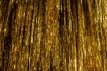 Metallic gold foil tinsel fringe decoration curtain. Birthday, wedding, Christmas, New Year party decoration background Royalty Free Stock Photo