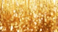 Metallic gold foil tinsel fringe decoration curtain. Royalty Free Stock Photo