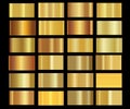 Set of gold realistic metal texture seamless gradient square vector backgrounds. Royalty Free Stock Photo