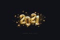 Metallic Gold Letter Balloons on black, 2021 Happy new year, Gold Number Balloons, Alphabet Letter Balloon, Number