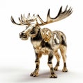 Metallic Gold Moose Figurine - 3d Rendered Fauna And Flora Accuracy