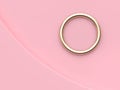 Metallic gold reflection ring-circle-round abstract minimal pink background curve corner pink scene 3d render