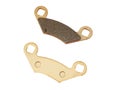 Metallic, golden motorcycle braking pads isolated on white