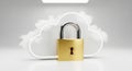 Golden padlock securing cloud data with secure cloud storage and digital safety concept Royalty Free Stock Photo