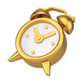 Metallic golden retro alarm clock diagonally placed 3d icon realistic vector illustration Royalty Free Stock Photo