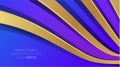 Metallic golden royal blue wavy motion 3d art deco elegant realistic geometric abstract modern vector background techno Royalty Free Stock Photo