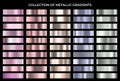 Metallic gradient big set. Shiny metal texture gradation background collection. Royalty Free Stock Photo