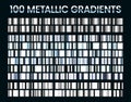 Metallic Gradients. Shiny Silver Gradient, Platinum And Steel Metal Material Colors Vector Illustration Set