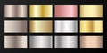 Silver, platinum, bronze, pink gold vector metallic gradients. Royalty Free Stock Photo