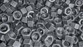 Metallic gray hexagonal nuts Royalty Free Stock Photo
